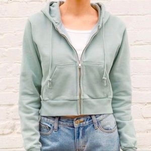 Brandy Melville John Galt Cropped Zip Up Blue Green